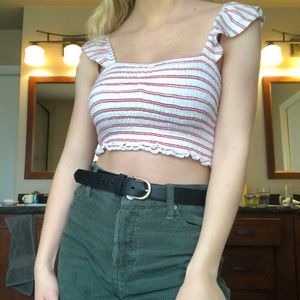 Red and white stripped crop top